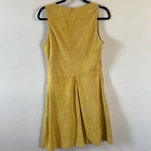 New AS by DF suede Miss Grey Yellow mini dress Leather Medium Luxury Flare Short - Picture 6 of 6